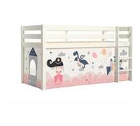 Vipack PINO Lit sureleve en pin massif avec sommier Blanc Princesse Blanc G
