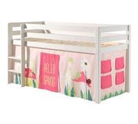 Vipack lit de jeu Pino, surface de couchage 90x200 cm avec set textile rideau "Spring