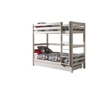 Vipack – Lit superposé Pino – Pin massif blanc – 209x105x182 cm – avec lit gigogne