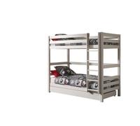 Vipack – Lit superposé Pino – Pin massif blanc – 209x105x182 cm – avec lit gigogne