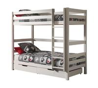 Vipack Lit superposé Pino – pin massif laqué blanc – 210 x 182 x 105 cm
