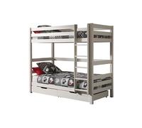 Vipack PINO Lits superposés pin massif Blanc 209x105x182cm + Lot de 2 tiroirs