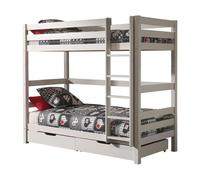 Vipack Lit superposé Pino - Pin massif laqué blanc, Dimensions : 210 cm x 182 cm x 105 cm ; PICOOLLA14
