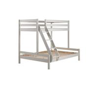 Lit familial Martin 90 x 200 et 140 x 200 cm, avec échelle en pin massif blanc