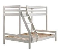 Lit familial Martin 90 x 200 et 140 x 200 cm, avec échelle en pin massif blanc
