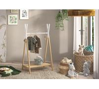 VIPACK - Porte-manteaux avec étagère de la gamme Kiddy, finition pin massif laqué naturel/blanc