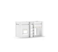 Vipack RENO lit de jeu mi-hauteur 90 x 200 cm surface de couchage incl. set de rideaux, crème-blanc