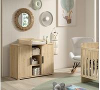 Vipack - SAM Commode à langer 2 portes avec étagère incl. Plan à langer, finitionReproduction chêne mélaminé