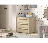 VIPACK - SAM Commode avec 3 tiroirs, Finition chêne mélaminé