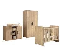VIPACK - SAM Ensemble 4 pièces composé d'une commode avec plan à langer, d'un lit bébé et d'une armoire 2 portes,Reproduction chêne mélaminé