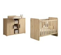 VIPACK - SAM set d'articles 3 pièces composé de, commode avec plan à langer, lit bébé,Reproduction chêne mélaminé