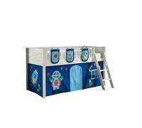 Vipack Lit mezzanine Scott 90 x 200 cm, sommier à lattes, échelle, rideau Astro