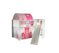 VIPACK - Lit de jeu SCOTT, LF 90 x 200 cm, avec sommier à lattes, toboggan, échelle et set textile rideau, tunnel et 3 sacs "Princess