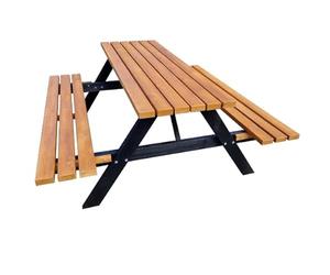 Vipack Sens-Line - Table de Pique-Nique Jacky avec sièges pliants 180 cm - pin/Noir