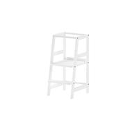 VIPACK - TABLE D'APPRENTISSAGE en hêtre massif, marchepied et surface d'appui réglables en hauteur sur 3 positions, surface laquée blanche