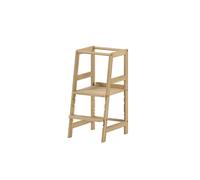 VIPACK - TABLE D'APPRENTISSAGE en hêtre massif, marchepied et surface d'appui réglables en hauteur sur 3 positions, surface vernie naturelle