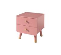 Vipack - Table de chevet rose Billy avec 2 tiroirs, en pin massif et MDF.