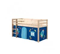 Vipack Lit de jeu Pino, surface de couchage 90x200 cm, rideau textile "Astro"