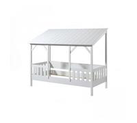 Vipack Lit de maison Toit blanc – sommier à lattes 90x200 cm – finition blanc partiellement massif