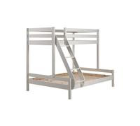 Lit familial Martin 90 x 200 et 140 x 200 cm, avec échelle en pin massif blanc