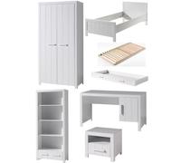 Vipack Erik Lit Simple + Sommier + Lit Gigogne + Armoire + Chevet + Bureau + Bibliothque