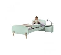 Vipack Lit enfant Kiddy – Set 90x200 cm, sommier à lattes, chevet et barrière – Vert menthe