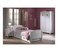Vipack Lit simple Amori 90x200 cm, sommier, chevet, armoire 2 portes, lit gigogne, marron