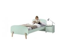 Vipack Set lit simple Kiddy 90x200 cm avec sommier à lattes et chevet MDF laqué vert menthe