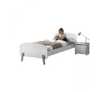 Vipack Kiddy Set composé d'un lit simple 90x200 cm, avec sommier à lattes et chevet, finition MDF laqué blanc