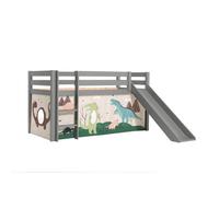 MES Lit surélevé avec toboggan 90x200 cm - Décor dinosaures