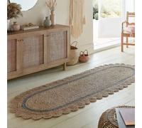 VIPANTH EXPORTS Tapis en Jute de Style Ferme Ovale pour la décoration de la Maison, Couloir, Chambre, Salon-Beige + Grise (75 cm x 90 cm)