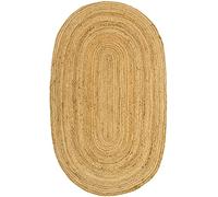 VIPANTH EXPORTS Tapis Ovale Traditionnel en Jute Beige pour Salon, Cuisine, Couloir, Salle à Manger (150 x 200 cm)