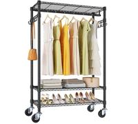 VIPEK X1 Plus - Portant à vêtements portable pour suspendre les vêtements, 3 étagères autoportantes avec roulettes, tringle de suspension, crochet latéral, étagère de placard robuste pour buanderie,