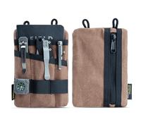 VIPERADE VE1-OW Petit Sac de Poche EDC en Toile cirée, Petit Sac à Outils EDC avec 5 Poches, Petit Organiseur de Poche Multi-Outils pour Lampe de Poche, Stylo, Ordinateur Portable - Marron Clair