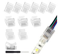 VIPMOON Connecteur Ruban LED Raccord Ruban LED 5 Broches 10mm 12Pièces | Sans Soudure pour Bande LED RGBW 5050 3528 LED Strip Connector