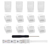 VIPMOON Connecteurs LED Connecteur Raccord Ruban LED 4Pin 10mm 12 Pièces | Pour 10mm WS2811 WS2812B Bande LED Connecteur LED 4 PIN sans soudure