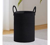 VIPOSCO Grand panier à linge, grand panier de rangement en corde tissée pour couverture, jouets, vêtements sales dans le salon, la salle de bain, la chambre à coucher - 58 L, noir
