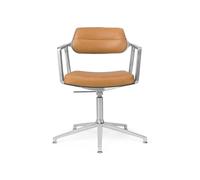 Vipp 453 Pivotant+ Chaise Pivotante avec Patins de Sol Aluminium/ Cuir Camel