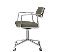 Vipp 453 / Vipp453 chaise pivotante Swivel Chair Vipp Bosco cuir vert / cadre en aluminium poli avec roulettes - 5705953218612