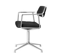 Vipp 453 / Vipp453 chaise pivotante Swivel Chair Vipp cuir noir / cadre en aluminium poli avec patins - 5705953218599