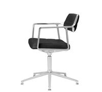 Vipp 453+ / Vipp453+ Swivel Chair chaise pivotante Vipp cuir noir / cadre en aluminium poli avec patins - 5705953212740