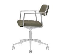 Vipp 453+ / Vipp453+ Swivel Chair chaise pivotante Vipp Bosco cuir vert / cadre en aluminium poli avec roulettes - 5705953212771