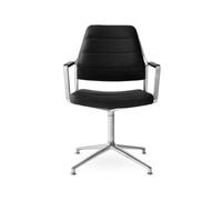 Vipp 455 Chaise pivotante avec patins Cuir poli/noir