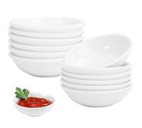 VIQIHEOE Bols à Sauces, 12 Pièces Blanc Plat à Sauce Soja, 7,2 x 1,9cm PET Bols à Confiture, Petit Plat à Dessert, Mini Coupelles à Trempettes, pour Pâtes, Nouilles, Riz, Fruits(Réutilisable)