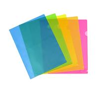 Chemise coin plastique Viquel Happy Fluo A4 polypropylène 13/100e transparente couleurs assorties - Paquet de 10