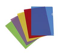 Viquel - 10 Pochettes coin transparentes - Pochette plastique ouverture en coin de couleur - Assortiment de 5 couleurs