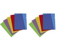 Viquel - 10 Pochettes coin transparentes - Pochette plastique ouverture en coin de couleur - Assortiment de 5 couleurs
