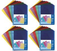 Viquel - 50 Pochettes Plastiques Perforees Transparentes En Couleur A4 En Polypropylene Pour Classement 208254 (Lot de 4)