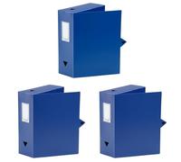 Viquel - Boite de Classement Documents A4 ESSENTIEL - Dos 10 cm - Plastique Souple Résistant - Porte-Étiquette - Bouton Pression - Fabriqué en France - Bleu (Lot de 3)