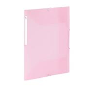 Viquel - Chemise 3 rabats en plastique grande capacité - Boite de classement A4 avec étiquette d'identification - Rose translucide